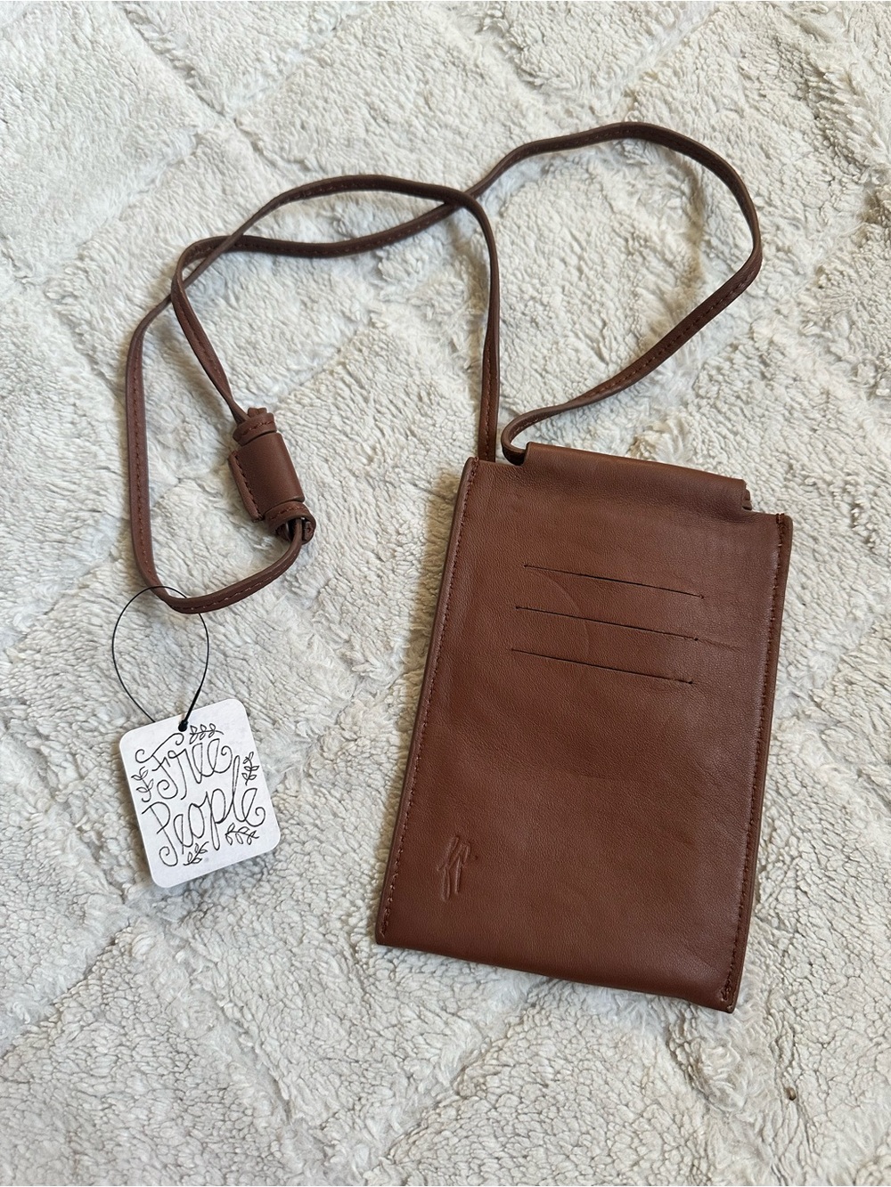 Free People | Brown Leather Crossbody Phone Pouch Bag | NWT